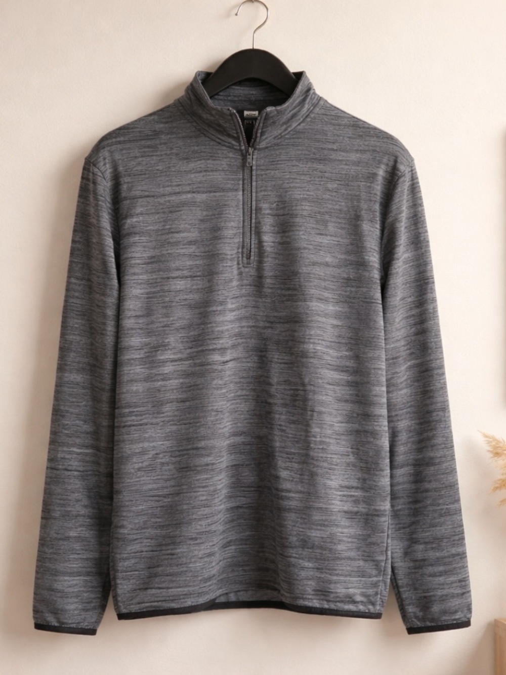 Askya Women's Heathered Gray Zip-Up Quarter Pullover No Pockets Size M